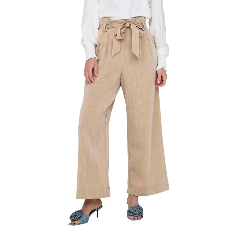 Seules femmes : pantalon beige en dentelle avec poches à l’avant en mélange de viscose