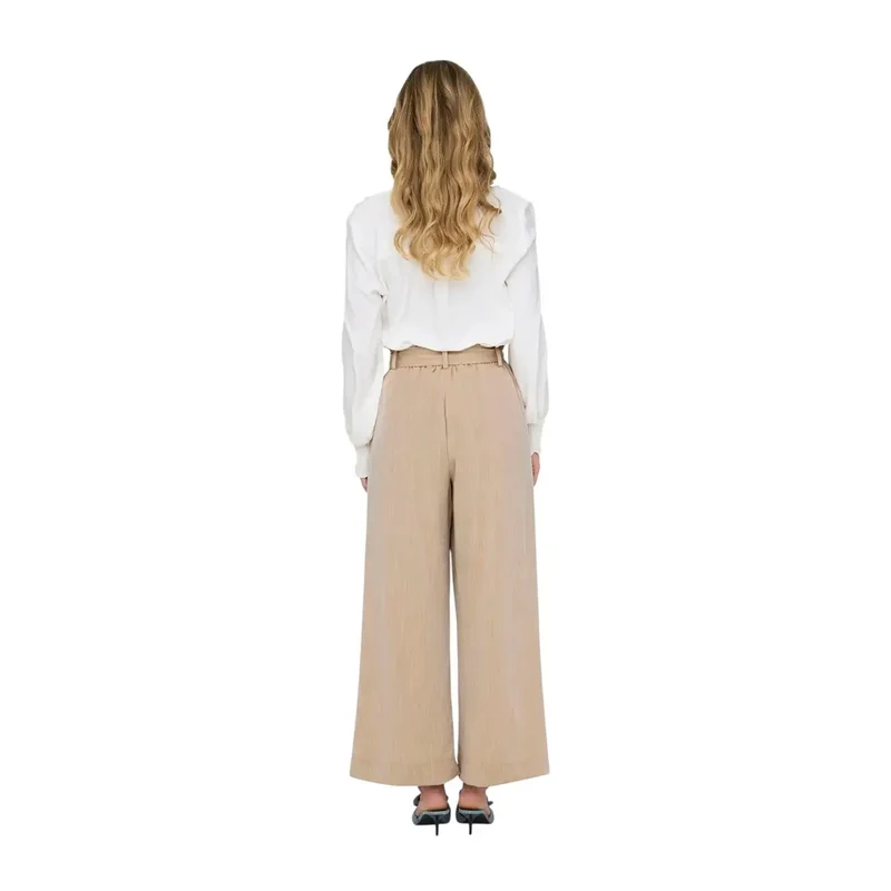 Seules femmes : pantalon beige en dentelle avec poches à l’avant en mélange de viscose
