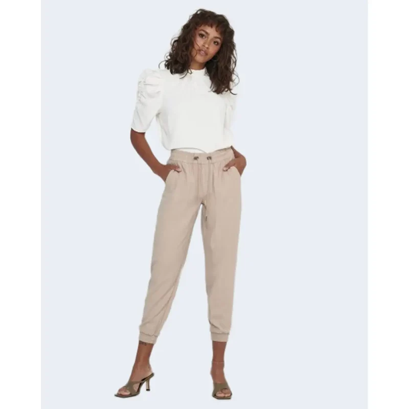 Pantalon en viscose beige pour femmes à dentelle, printemps-été