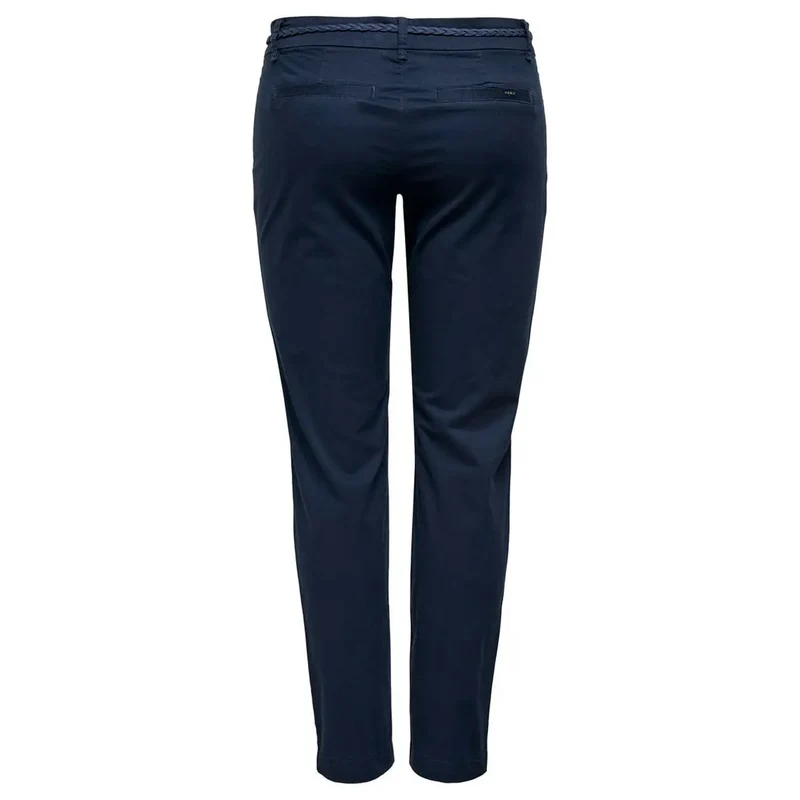 Pantalon pour femmes bleu en coton avec détails en dentelle, printemps-été