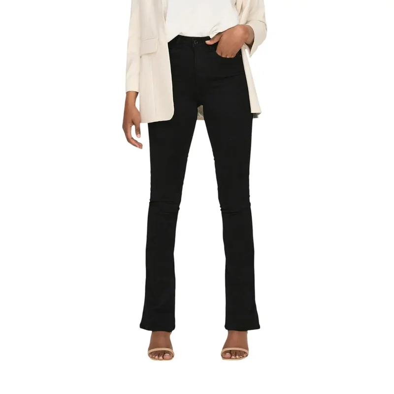 Pantalon pour femmes en coton noir mélangé, avec poches