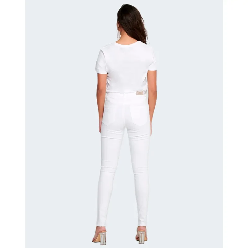 Pantalon Femme Seulement Coton Blanc Stretch Coupe Slim