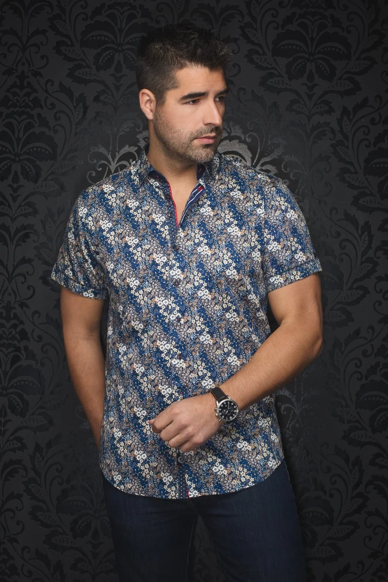Manches Courtes | MORRIS, Navy Tobacco