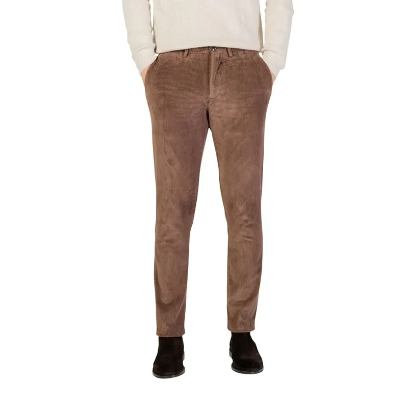 Pantalons en coton mélangé marron pour hommes Borghese Automne Hiver Taille VL08