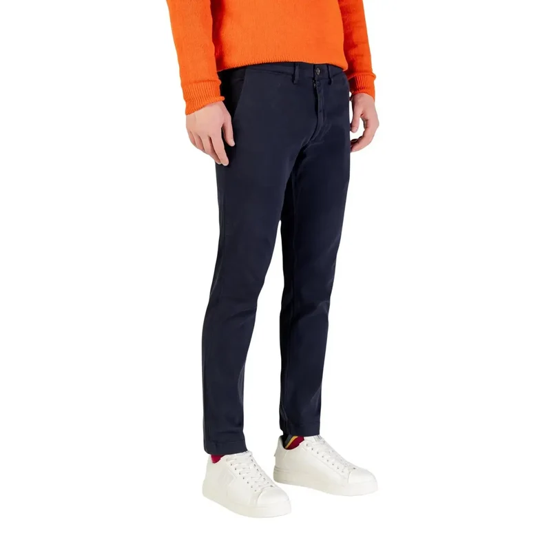 Pantalons pour Hommes Borghese Bleu Coton Élastique Pantalons Décontractés