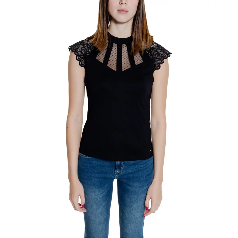 Blouse sans manches à col roulé noire Morgan De Toi pour femmes