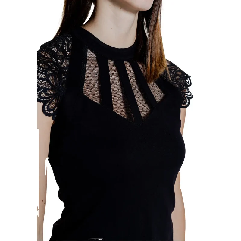 Blouse sans manches à col roulé noire Morgan De Toi pour femmes