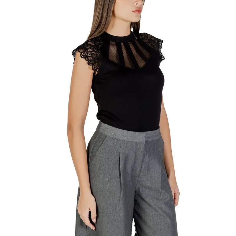 Blouse sans manches à col roulé noire Morgan De Toi pour femmes