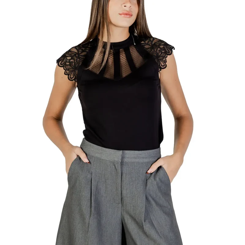 Blouse sans manches à col roulé noire Morgan De Toi pour femmes