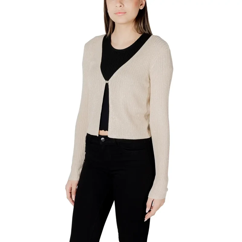 Cardigan à gilet à boutons en lurex doré avec encolure en V