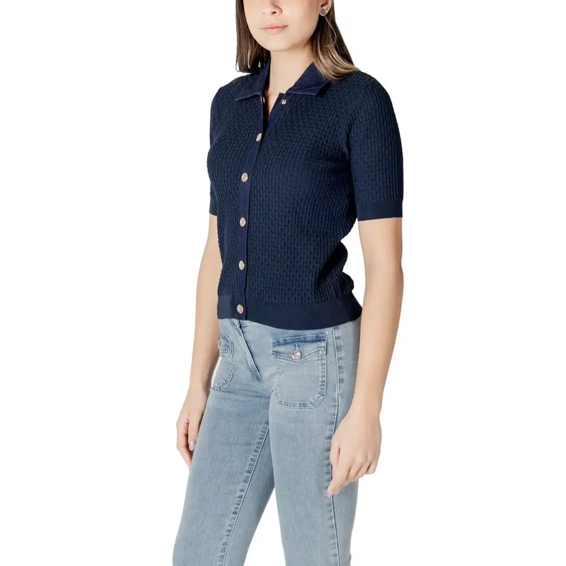 Cardigan Court Bleu Court avec Boutons Automatiques par Morgan De Toi