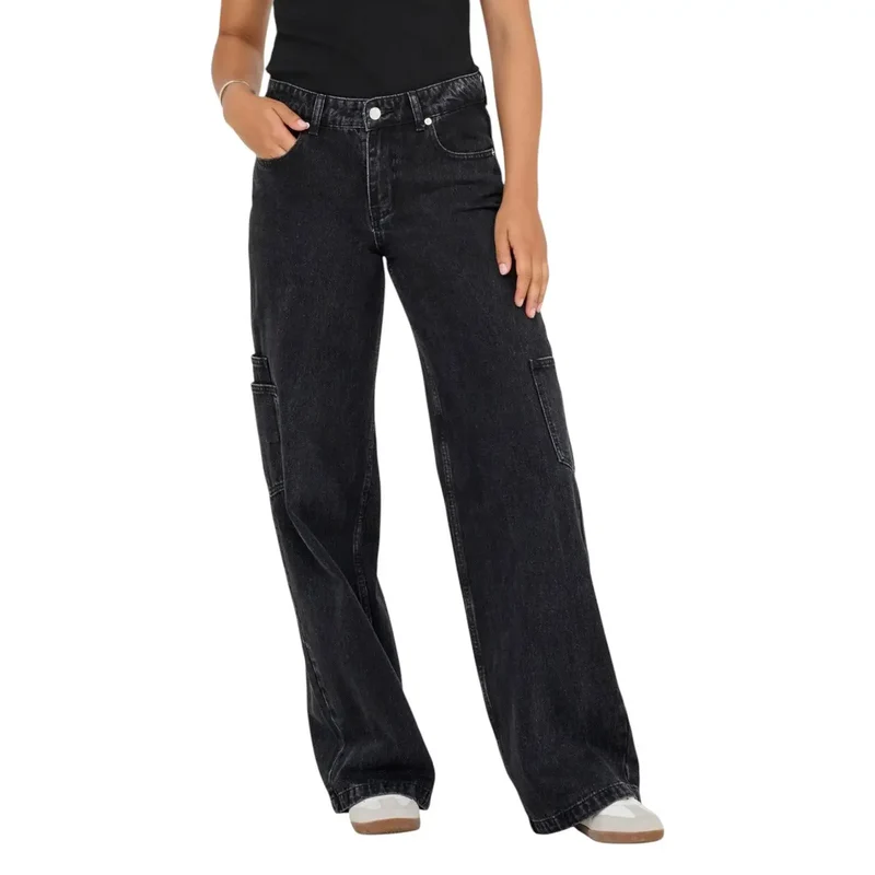 Jeans en coton noir mélangé pour femmes