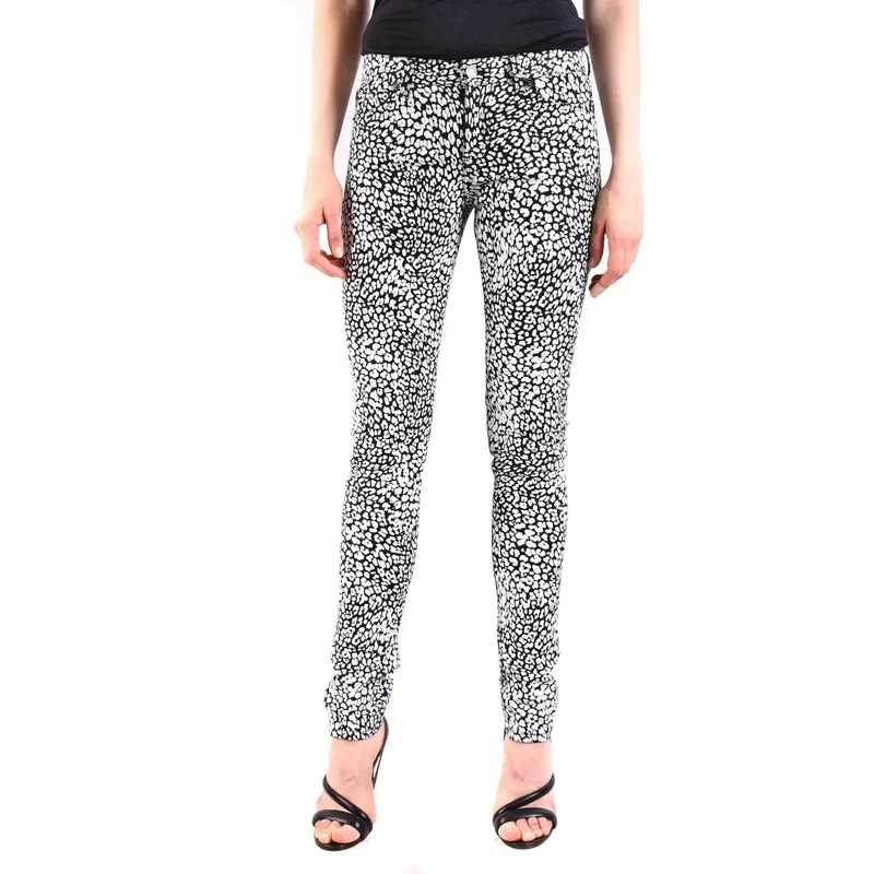 Jean Femme à Imprimé Léopard Blanc Saint Laurent