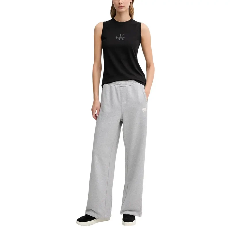 Calvin Klein Jeans Femme Pantalon en coton gris avec poches