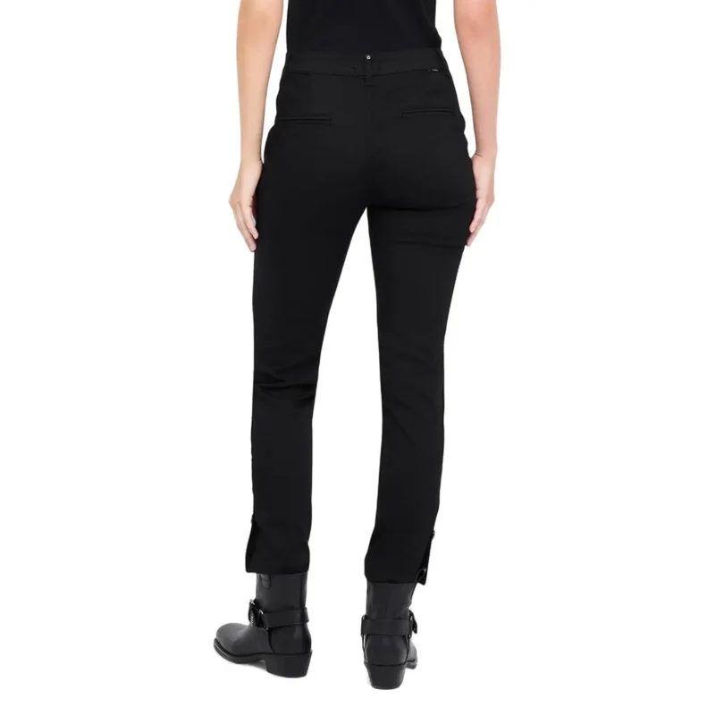 Liu Jo Pantalon noir d'automne-hiver pour femmes avec fermeture éclair et bouton