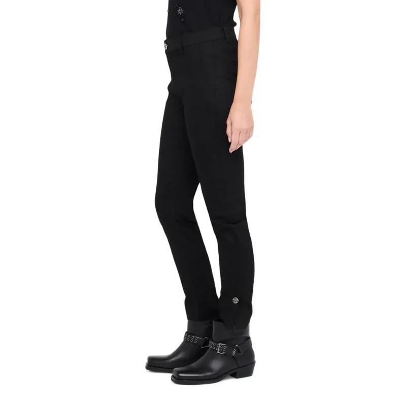 Liu Jo Pantalon noir d'automne-hiver pour femmes avec fermeture éclair et bouton