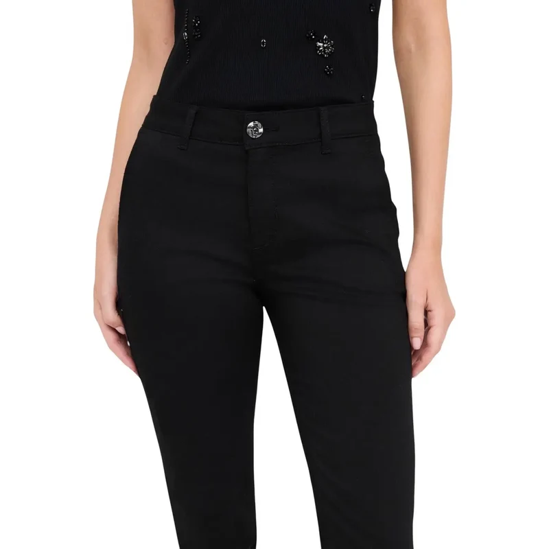 Liu Jo Pantalon noir d'automne-hiver pour femmes avec fermeture éclair et bouton