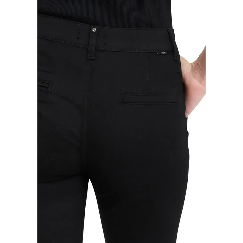 Liu Jo Pantalon noir d'automne-hiver pour femmes avec fermeture éclair et bouton