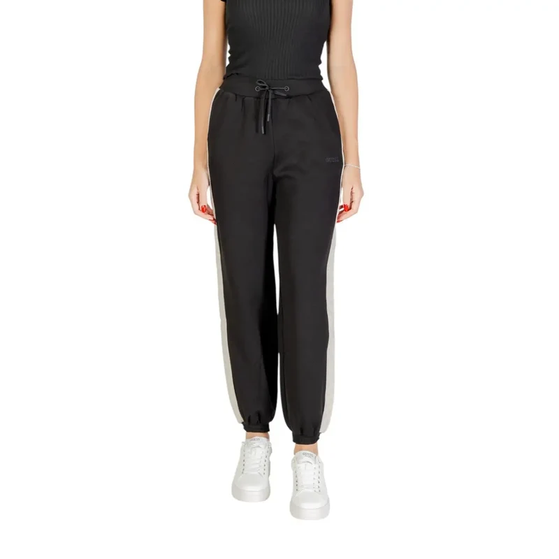 Guess Women White Cotton Polyester Trousers with Laces (pantalon en coton polyester blanc avec lacets)