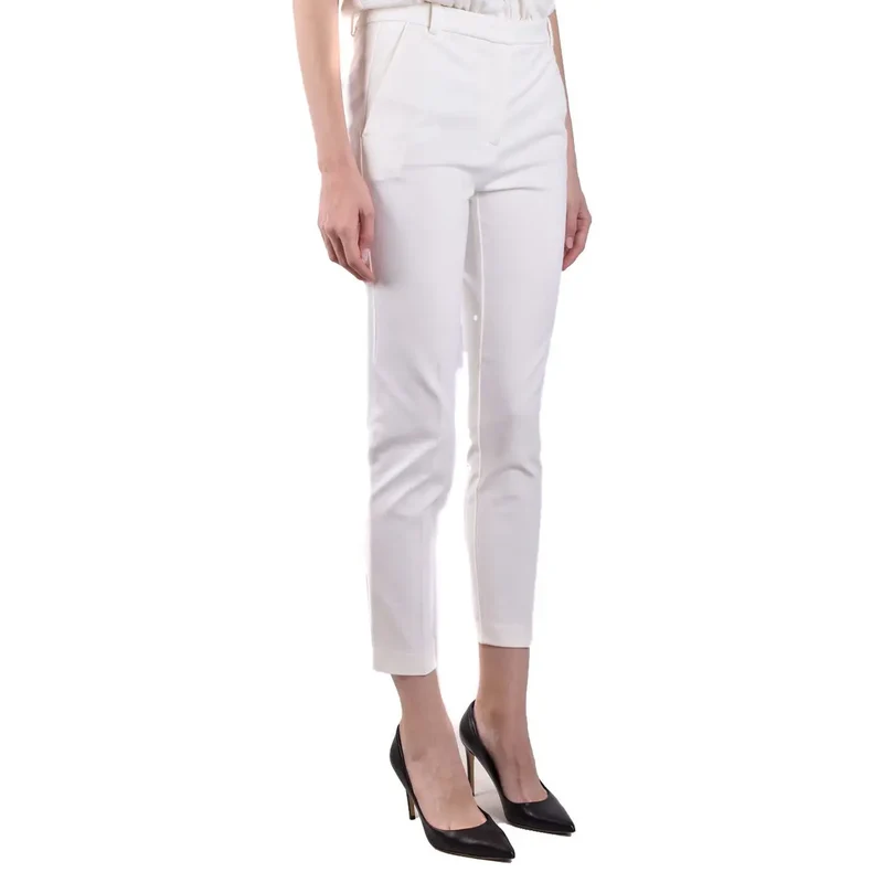 Pinko White Plain Trousers for Women Fall Winter Collection