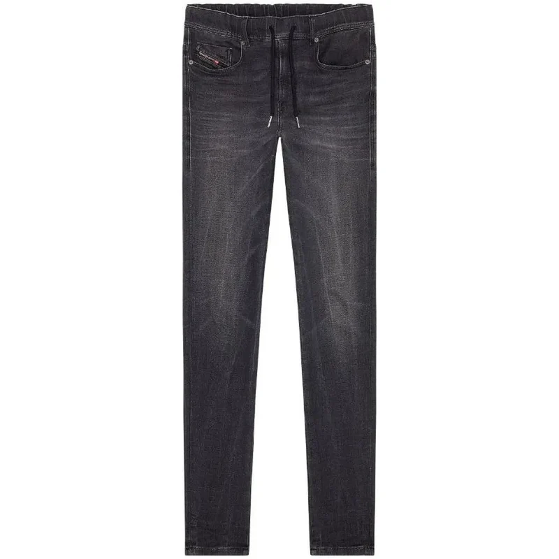 Diesel Black Cotton Elastane Jeans with Laces for Men
