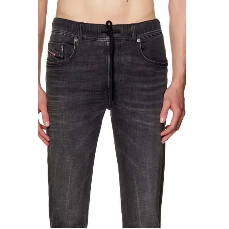 Diesel Black Cotton Elastane Jeans with Laces for Men