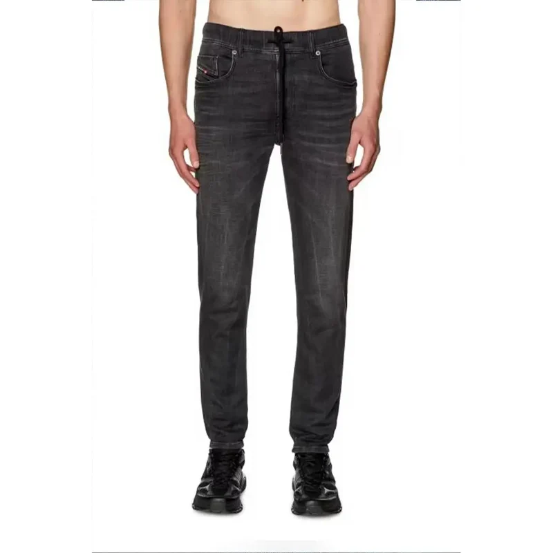 Diesel Black Cotton Elastane Jeans with Laces for Men
