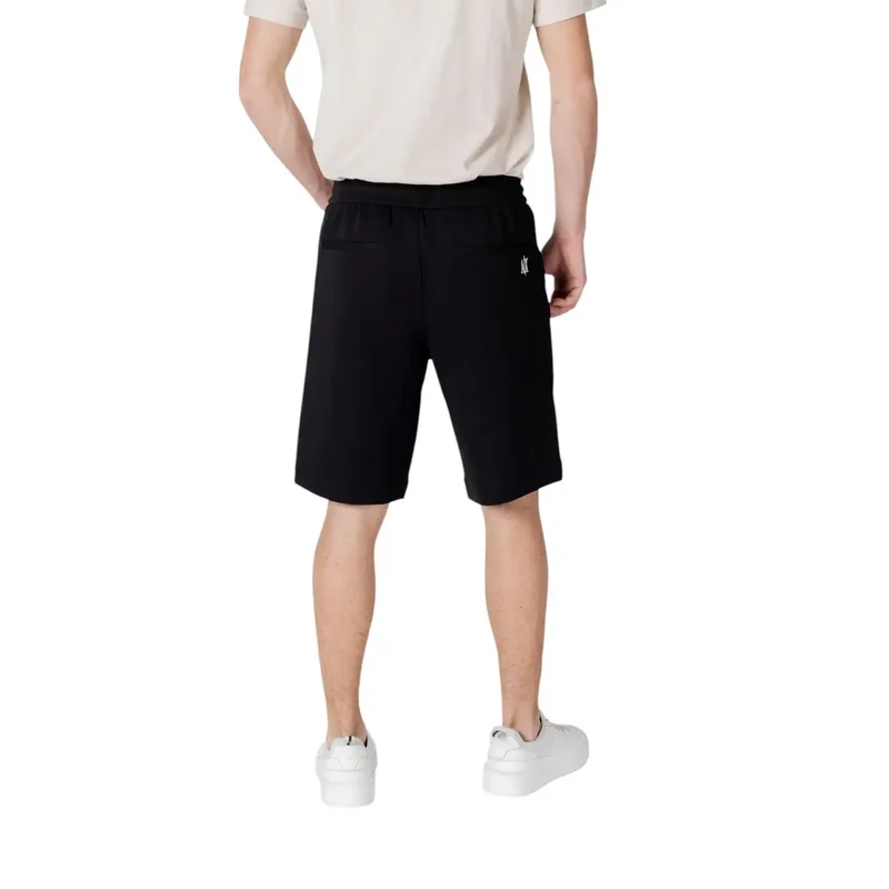 Armani Exchange - Short noir en coton mélangé avec lacets