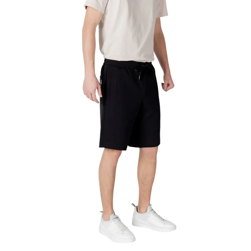 Armani Exchange - Short noir en coton mélangé avec lacets