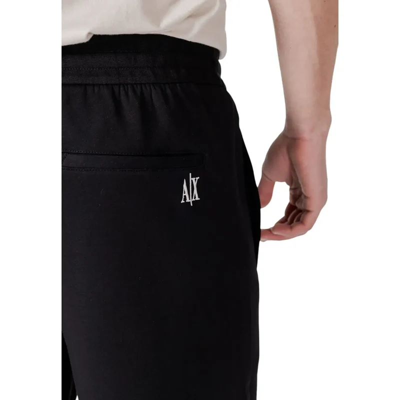 Armani Exchange - Short noir en coton mélangé avec lacets