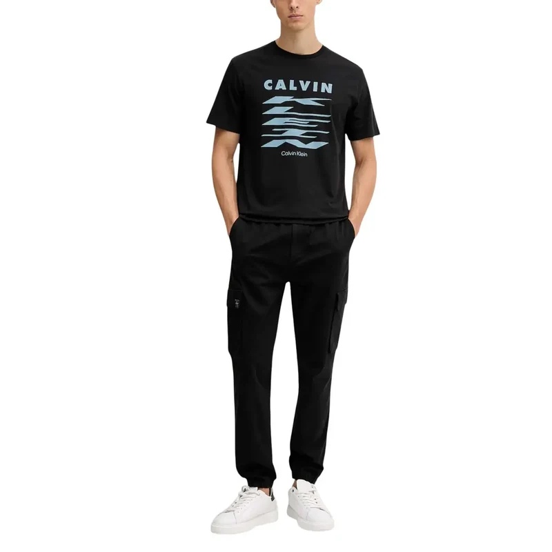 Calvin Klein Jeans Hommes Noir Automne Hiver Pantalon en coton mélangé