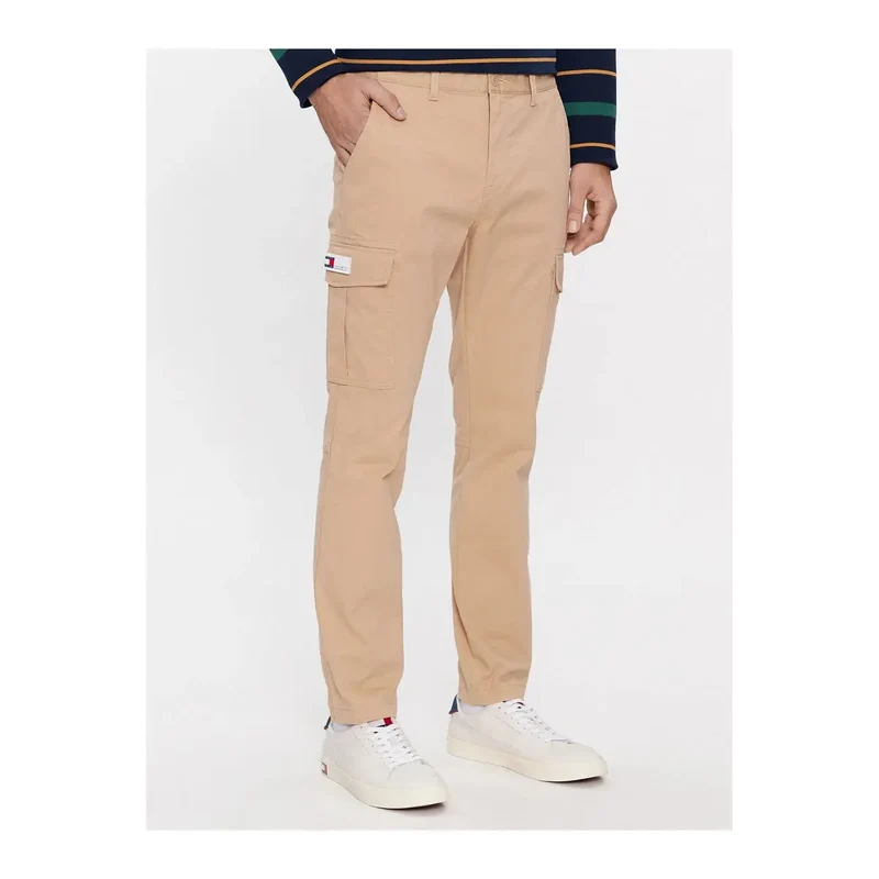 Tommy Jeans Hommes Beige Pantalon en coton élasthanne