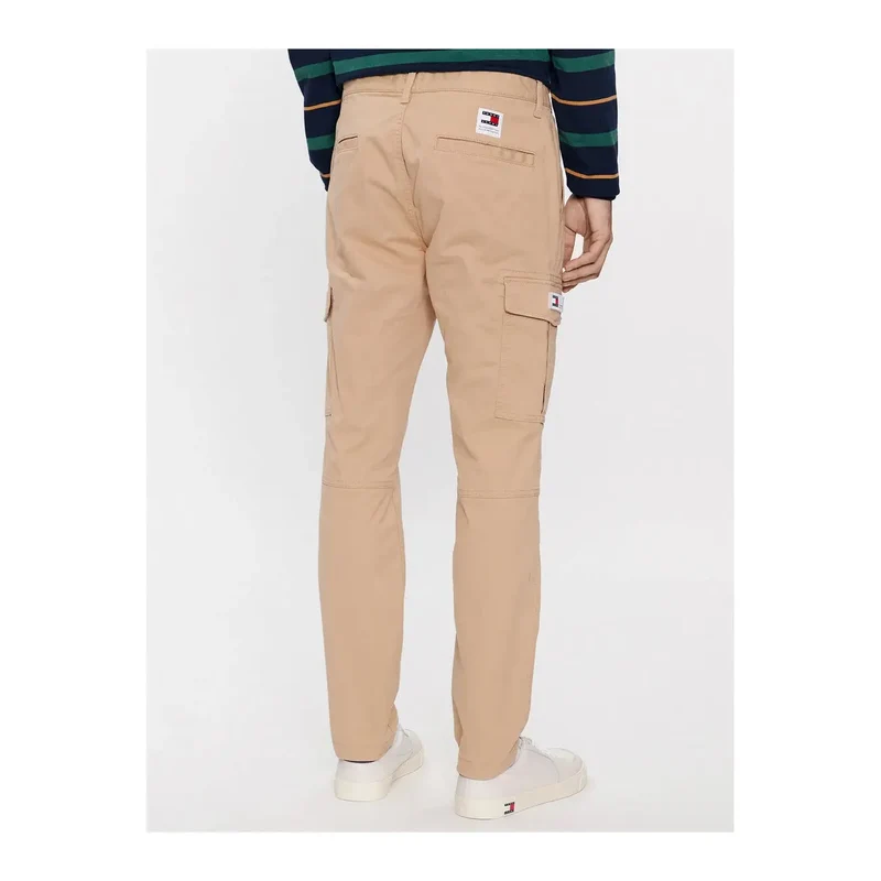 Tommy Jeans Hommes Beige Pantalon en coton élasthanne