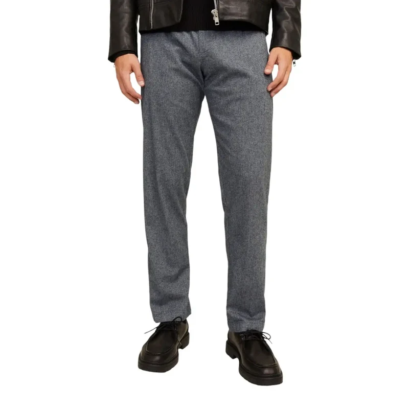 Jack & Jones Grey Cotton Stretch Trousers pour Hommes Automne Hiver