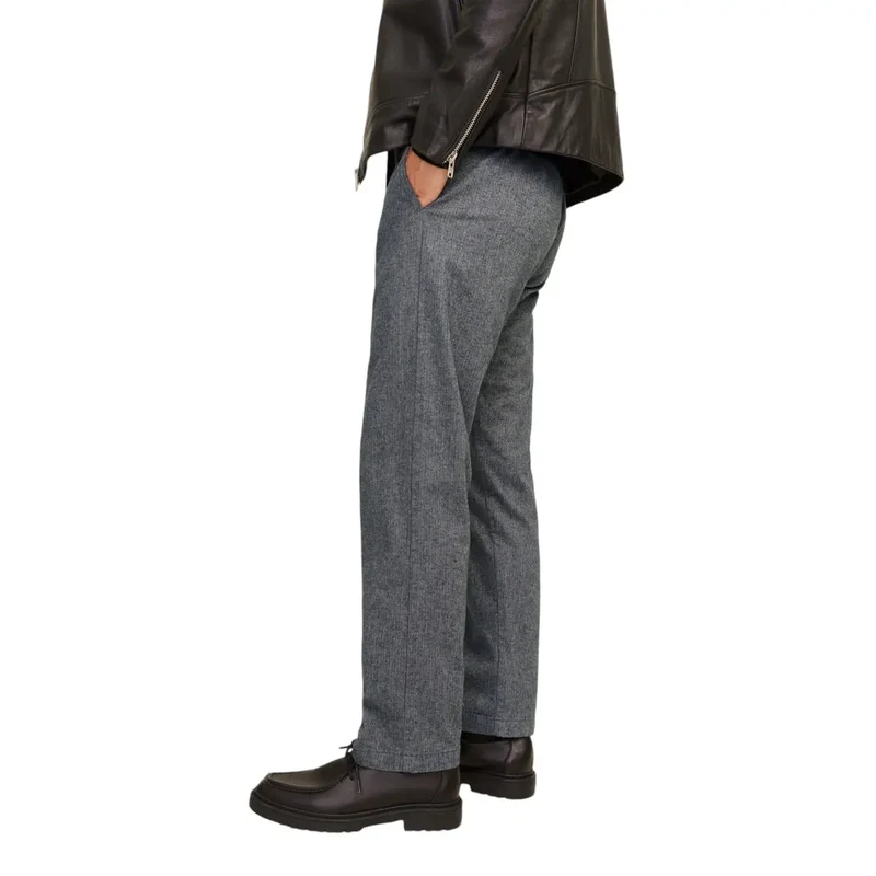 Jack & Jones Grey Cotton Stretch Trousers pour Hommes Automne Hiver