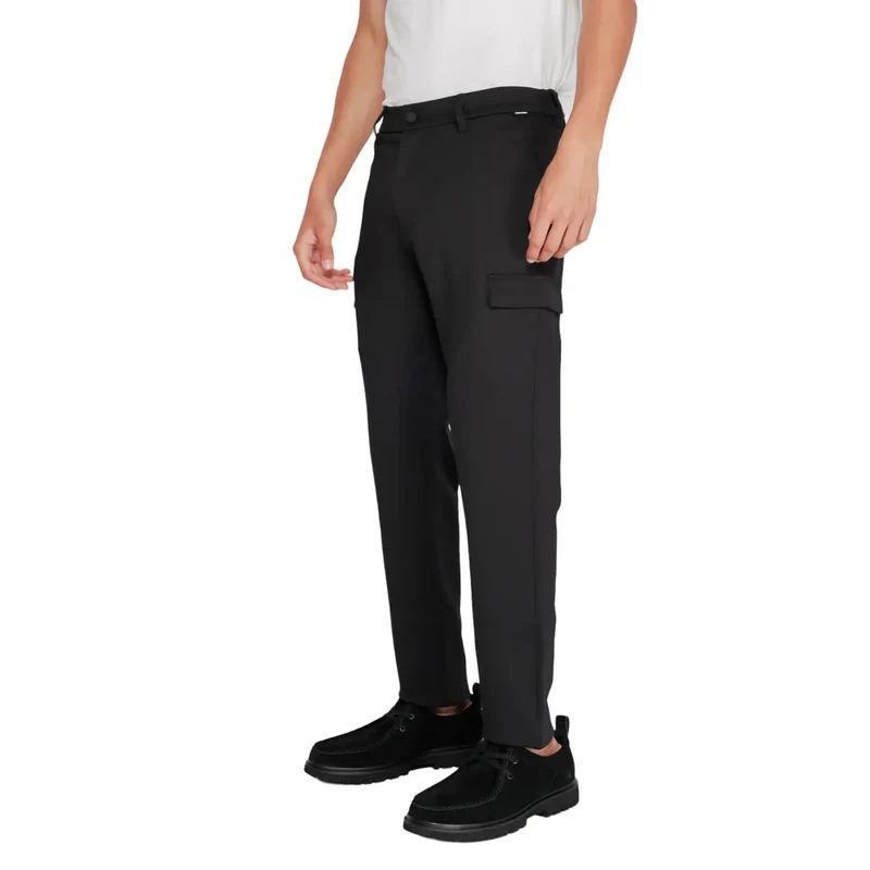 Calvin Klein Hommes Pantalon d'hiver noir en mélange de polyester et de viscose