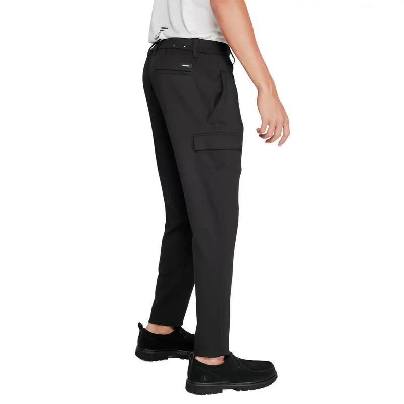 Calvin Klein Hommes Pantalon d'hiver noir en mélange de polyester et de viscose