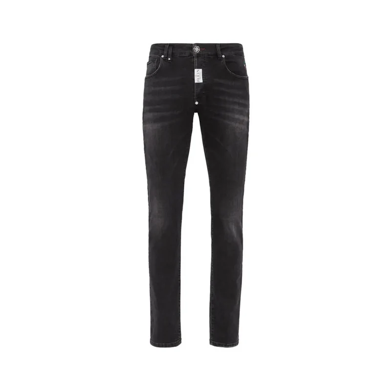 Philipp Plein Jean en coton extensible noir pour femmes