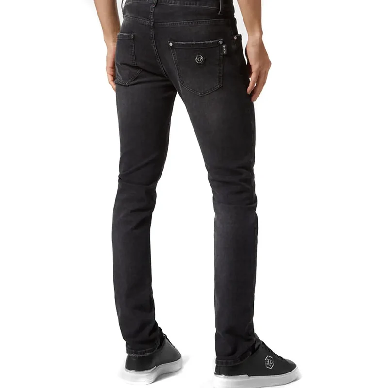 Philipp Plein Jean en coton extensible noir pour femmes