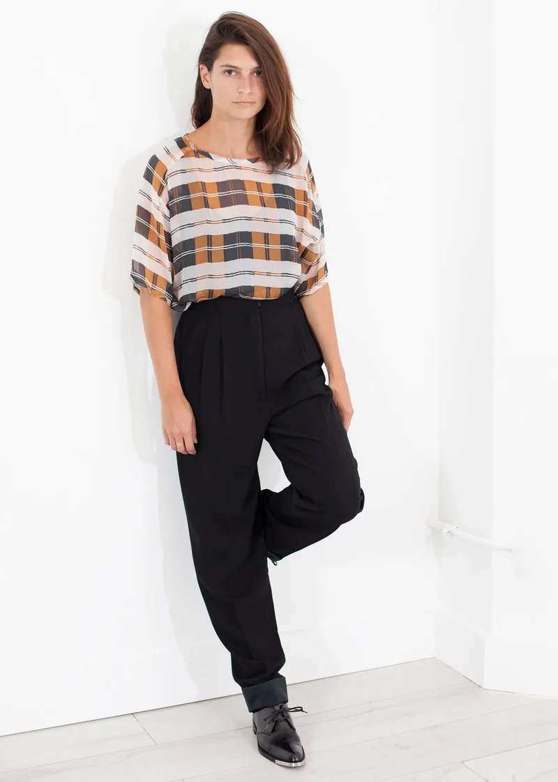 Contrast Cuff Pant in Black -UEB