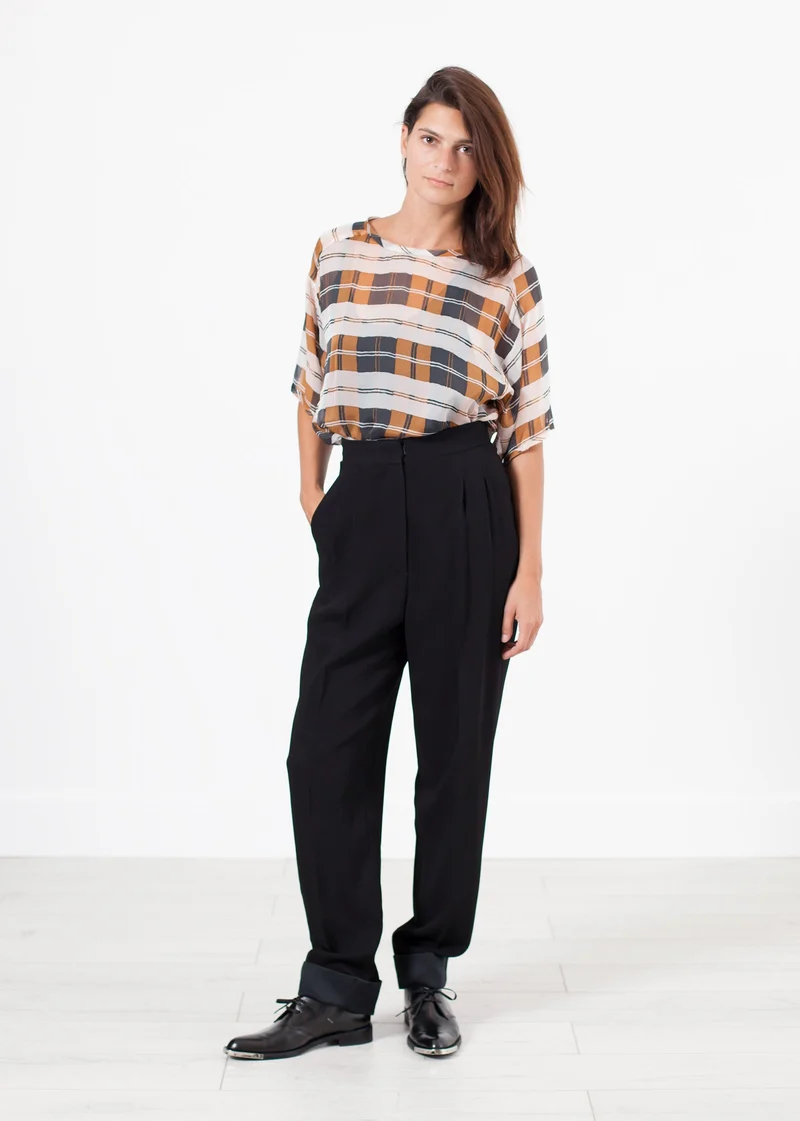 Contrast Cuff Pant in Black -UEB