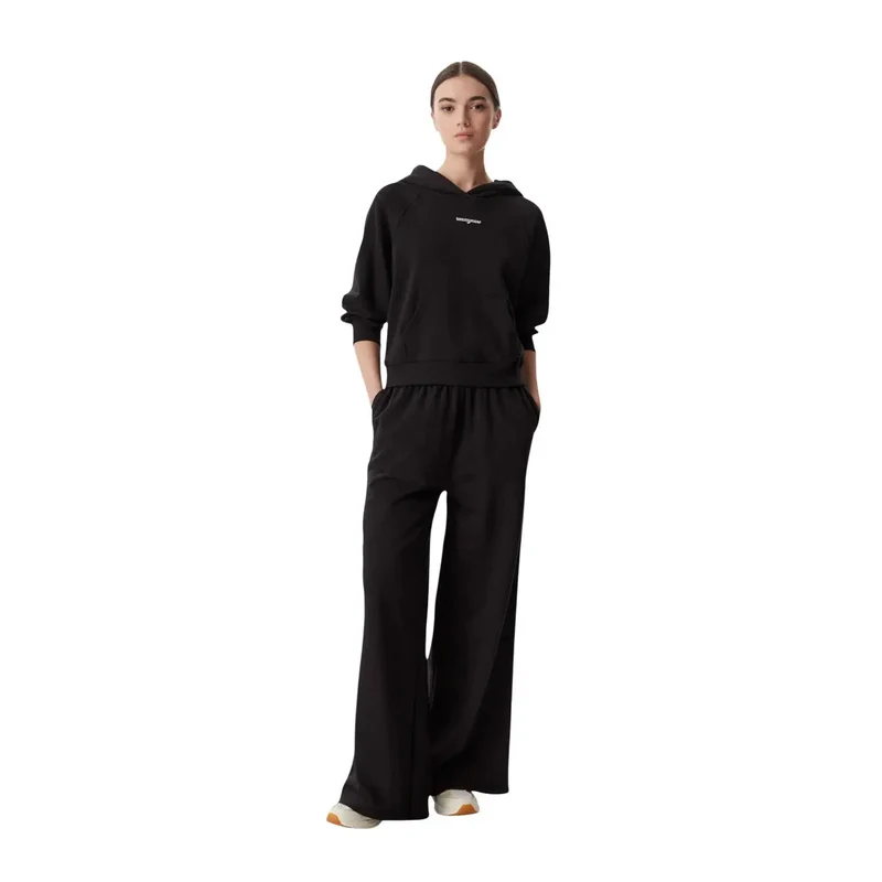 Pantalons de survêtement à jambes larges pour femmes Tommy Hilfiger en coton noir