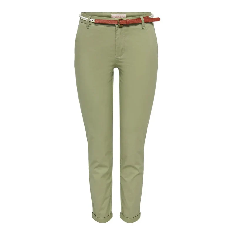 Pantalon pour femmes vert ajusté slim fermeture éclair à boutons 15218519