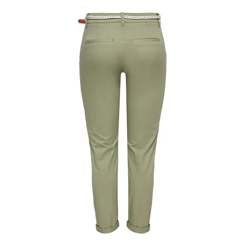 Pantalon pour femmes vert ajusté slim fermeture éclair à boutons 15218519