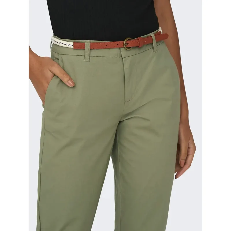 Pantalon pour femmes vert ajusté slim fermeture éclair à boutons 15218519