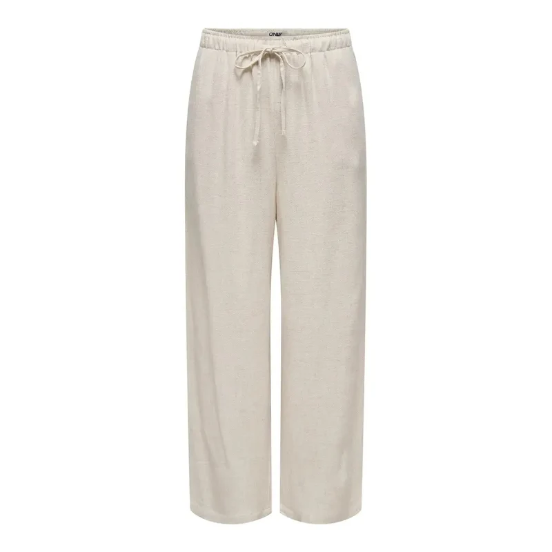 Pantalon pour femmes beige en lin viscose, printemps-été 15322263