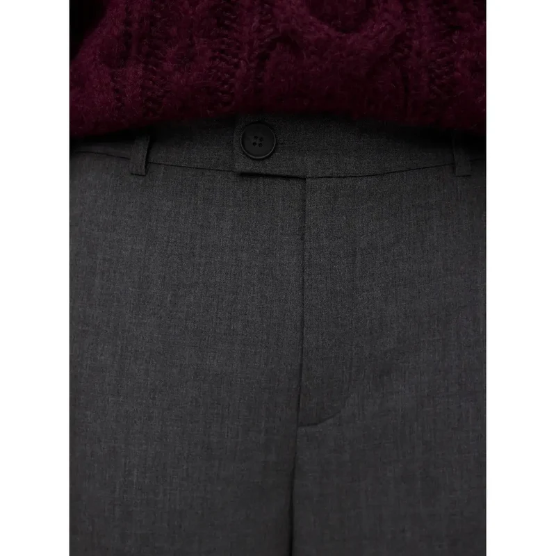 Vero Moda Pantalon pour femmes gris avec fermeture éclair et bouton, coupe régulière