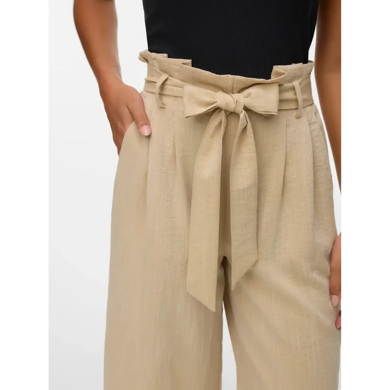Vero Moda Femmes Pantalon Beige Enfilable Mélange de Viscose