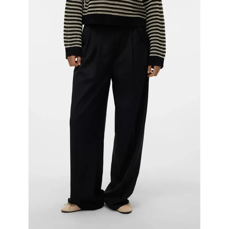 Pantalon à fermeture éclair noir pour femmes Vero Moda en polyester et viscose