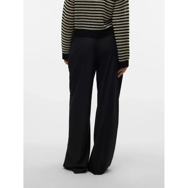 Pantalon à fermeture éclair noir pour femmes Vero Moda en polyester et viscose